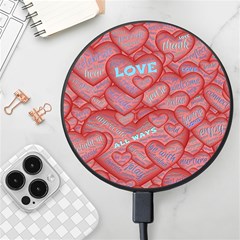 Love Hearts Valentine Red Symbol Wireless Fast Charger(black) by Paksenen