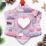 Heart Love Minimalist Design Snowflake Ornament (Two Sides) Front