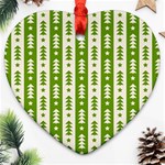 Christmas Green Tree Background Heart Ornament (Two Sides) Front