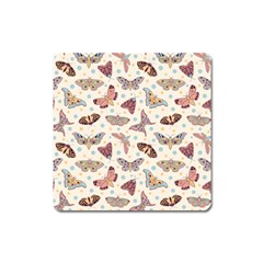 Pattern With Butterflies Moths Square Magnet by Ket1n9