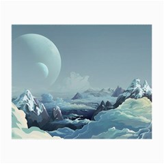 Mountain Covered Snow Mountains Clouds Fantasy Art Small Glasses Cloth by Cendanart