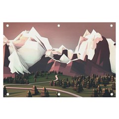 White And Brown Mountain Illustration Digital Art Banner And Sign 6  X 4  by Cendanart