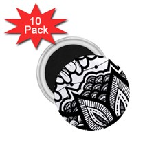 Flower Mandala Pattern Doodle 1 75  Magnets (10 Pack)  by Bedest