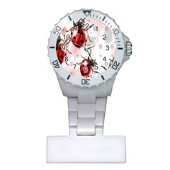 Ladybugs Pattern Texture Watercolor Plastic Nurses Watch by Bedest