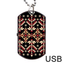 Vector Illustration Of Ukrainian Folk Seamless Pattern Ethnic Ornament Border Element Traditional Dog Tag Usb Flash (two Sides) by Bedest