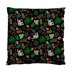 Floral Pattern With Plants Sloth Flowers Black Backdrop Standard Cushion Case (two Sides) by Bedest