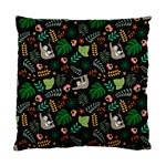 Floral Pattern With Plants Sloth Flowers Black Backdrop Standard Cushion Case (Two Sides) Front