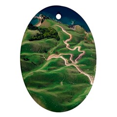 Coast Aerial View Beautiful Landscape Nature Ocean Road Graphy Aerial Coast Drone Ornament (oval) by Bedest