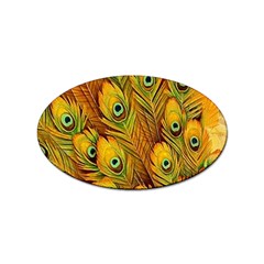 Peacock Feathers Green Yellow Sticker Oval (100 Pack)