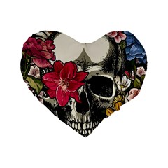 Skull Flowers American Native Dream Catcher Legend Standard 16  Premium Flano Heart Shape Cushions