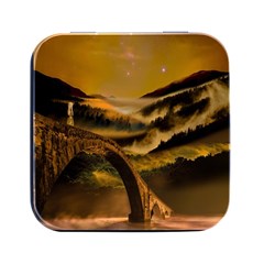 Bridge Of Regret Square Metal Box (black) by Cendanart