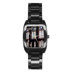 Stained Glass Window Krotoszyn Stainless Steel Barrel Watch by Cendanart