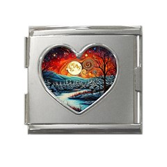 Winter Wonderland Landscape Nature Mega Link Heart Italian Charm (18mm) by Bedest