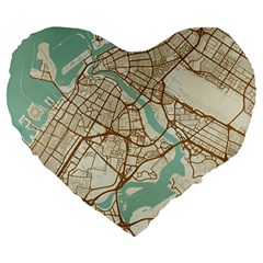 Mapart Dubai Map Large 19  Premium Flano Heart Shape Cushions by Proyonanggan