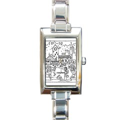 Colouring Page Winter City Skating Rectangle Italian Charm Watch by Hannah976