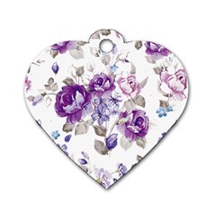 Flower-floral-design-paper-pattern-purple-watercolor-flowers-vector-material-90d2d381fc90ea7e9bf8355 Dog Tag Heart (one Side)