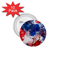 Red White And Blue Alcohol Ink American Patriotic  Flag Colors Alcohol Ink 1 75  Buttons (10 Pack) by PodArtist