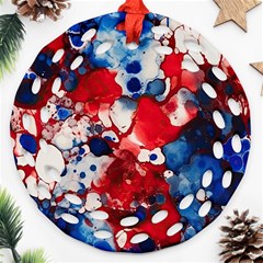 Red White And Blue Alcohol Ink France Patriotic Flag Colors Alcohol Ink  Ornament (round Filigree) by PodArtist