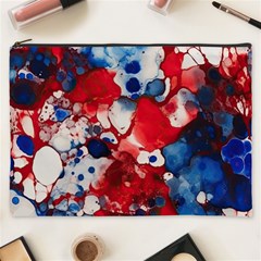 Red White And Blue Alcohol Ink France Patriotic Flag Colors Alcohol Ink  Cosmetic Bag (xxxl) by PodArtist