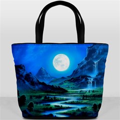 Bright Full Moon Painting Landscapes Scenery Nature Bucket Bag