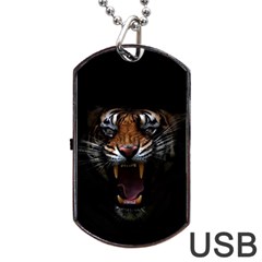 Tiger Angry Nima Face Wild Dog Tag Usb Flash (one Side) by Cemarart