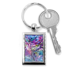 Fuchsia On Turquoise Flow Key Chain (rectangle) by kaleidomarblingart