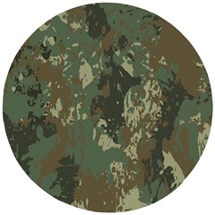 Camouflage Splatters Background Wooden Puzzle Round