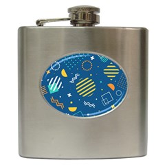 Flat Design Geometric Shapes Background Hip Flask (6 Oz) by Grandong