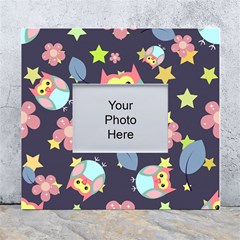 Owl Stars Pattern Background White Wall Photo Frame 5  X 7 