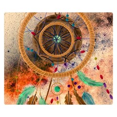 Dream Catcher Colorful Vintage Two Sides Premium Plush Fleece Blanket (small) by Cemarart