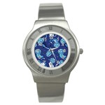 Cat Astronaut Space Suit Pattern Stainless Steel Watch Front