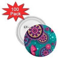 Floral Pattern Abstract Colorful Flow Oriental Spring Summer 1 75  Buttons (100 Pack)  by Cemarart