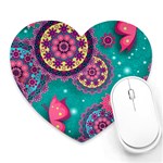 Floral Pattern Abstract Colorful Flow Oriental Spring Summer Heart Mousepad Front