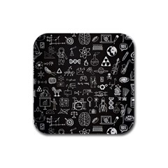 Doodle Art Chemistry Art Rubber Square Coaster (4 Pack)