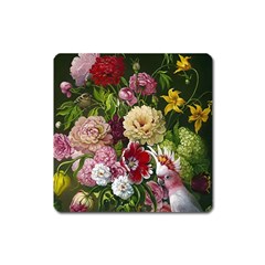 Parrot Painting Flower Art Square Magnet by Cemarart