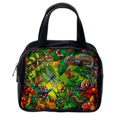 The Chameleon Colorful Mushroom Jungle Flower Insect Summer Dragonfly Classic Handbag (one Side) by Cemarart