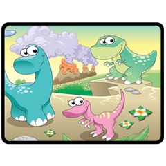 Kids Mural Cartoon Dinosaur Fleece Blanket (large) by nateshop