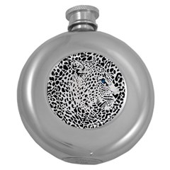 Leopard In Art, Animal, Graphic, Illusion Round Hip Flask (5 Oz)