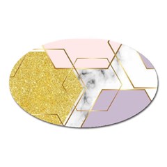 Geometric , Geometric, Gold, Marble, Pattern, Pink, Purple, Oval Magnet by nateshop