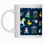 Cute Babies Toys Seamless Pattern White Mug Left