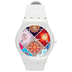 Mandala Pattern Round Plastic Sport Watch (m)