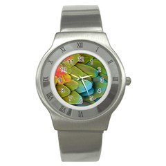 Parrot Feathers Texture Feathers Backgrounds Stainless Steel Watch by nateshop