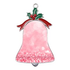 Pink Glitter Background Metal Holly Leaf Bell Ornament by nateshop