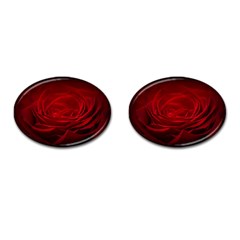 Rose Red Rose Red Flower Petals Waves Glow Cufflinks (oval)