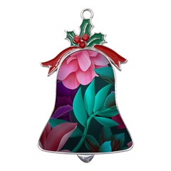 Flowers, Mate, Pink, Purple, Stock Wall Metal Holly Leaf Bell Ornament by nateshop