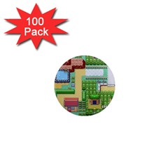 Pixel Map Game 1  Mini Magnets (100 Pack) 