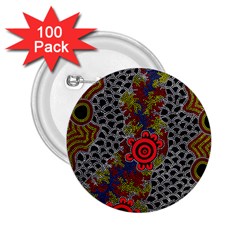 Authentic Aboriginal Art - Gathering 2 25  Buttons (100 Pack) 