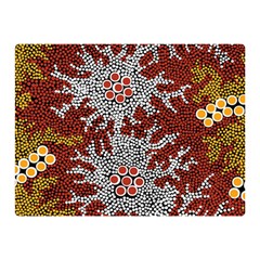 Authentic Aboriginal Art - Bushland Dreaming Two Sides Premium Plush Fleece Blanket (mini) by hogartharts