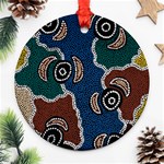 Authentic Aboriginal Art - Riverside Dreaming Round Ornament (Two Sides) Back