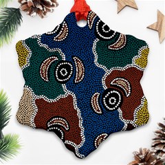 Authentic Aboriginal Art - Riverside Dreaming Ornament (snowflake) by hogartharts